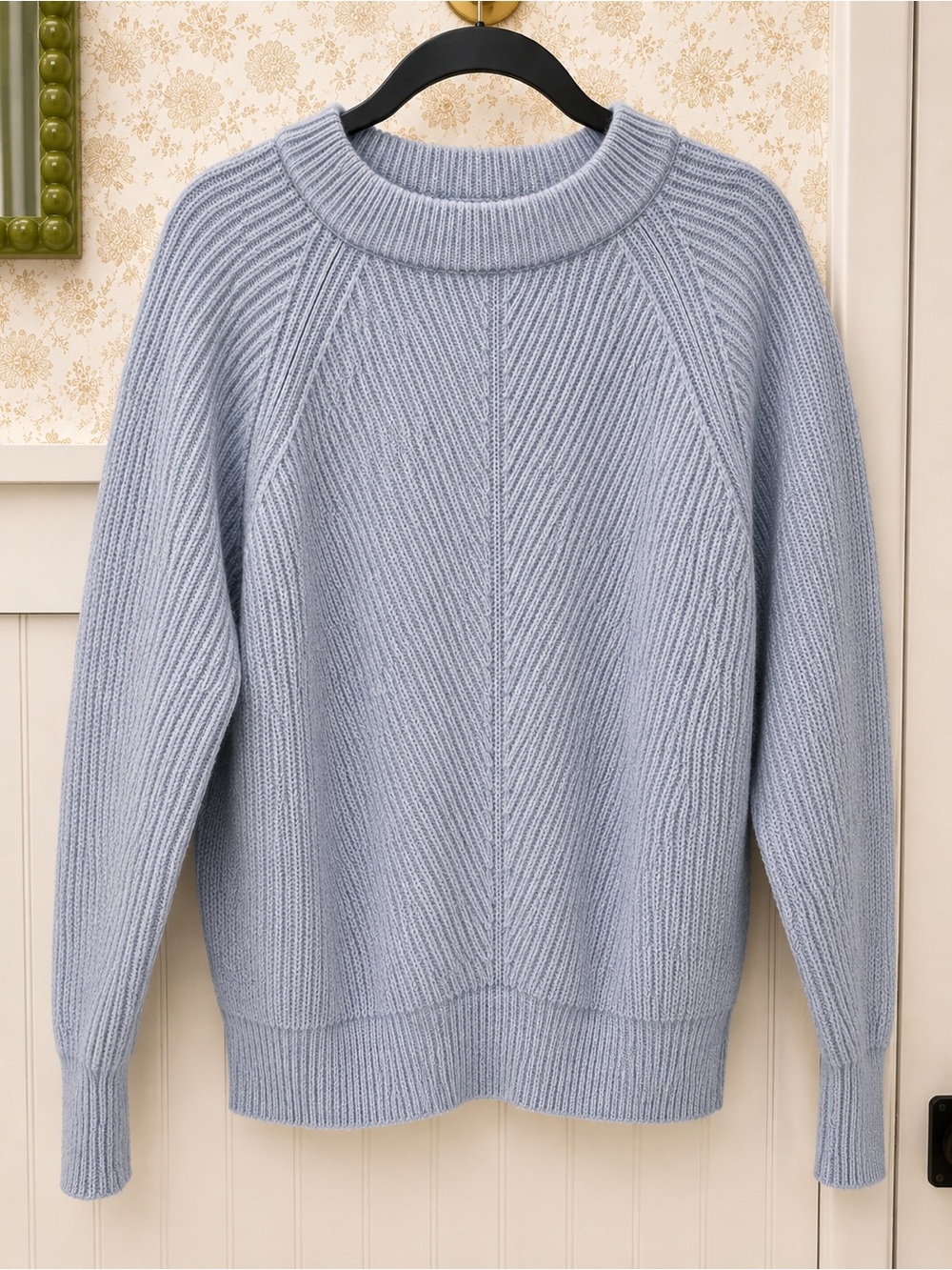 Women's Light Blue Ribbed Crewneck Sweater - Classic Everyday Knit